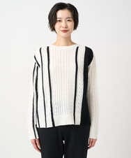 PZFCD59290 GEORGES RECH(ジョルジュ・レッシュ) バイカラーボートネックケーブルニット ブラック