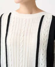 PZFCD59290 GEORGES RECH(ジョルジュ・レッシュ) バイカラーボートネックケーブルニット ブラック