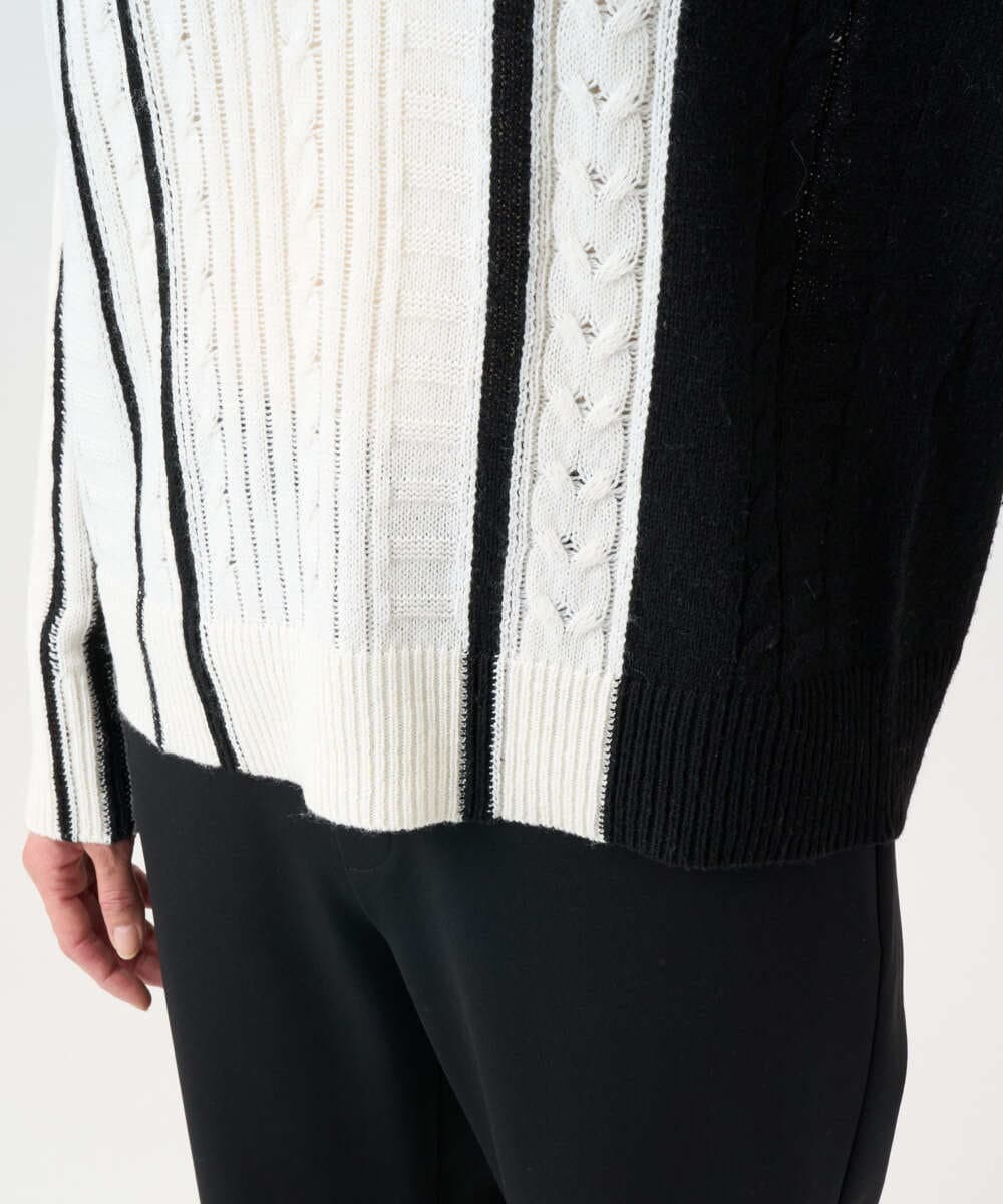 PZFCD59290 GEORGES RECH(ジョルジュ・レッシュ) バイカラーボートネックケーブルニット ブラック