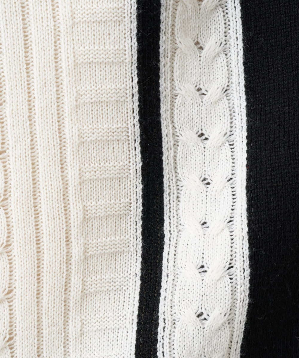 PZFCD59290 GEORGES RECH(ジョルジュ・レッシュ) バイカラーボートネックケーブルニット ブラック