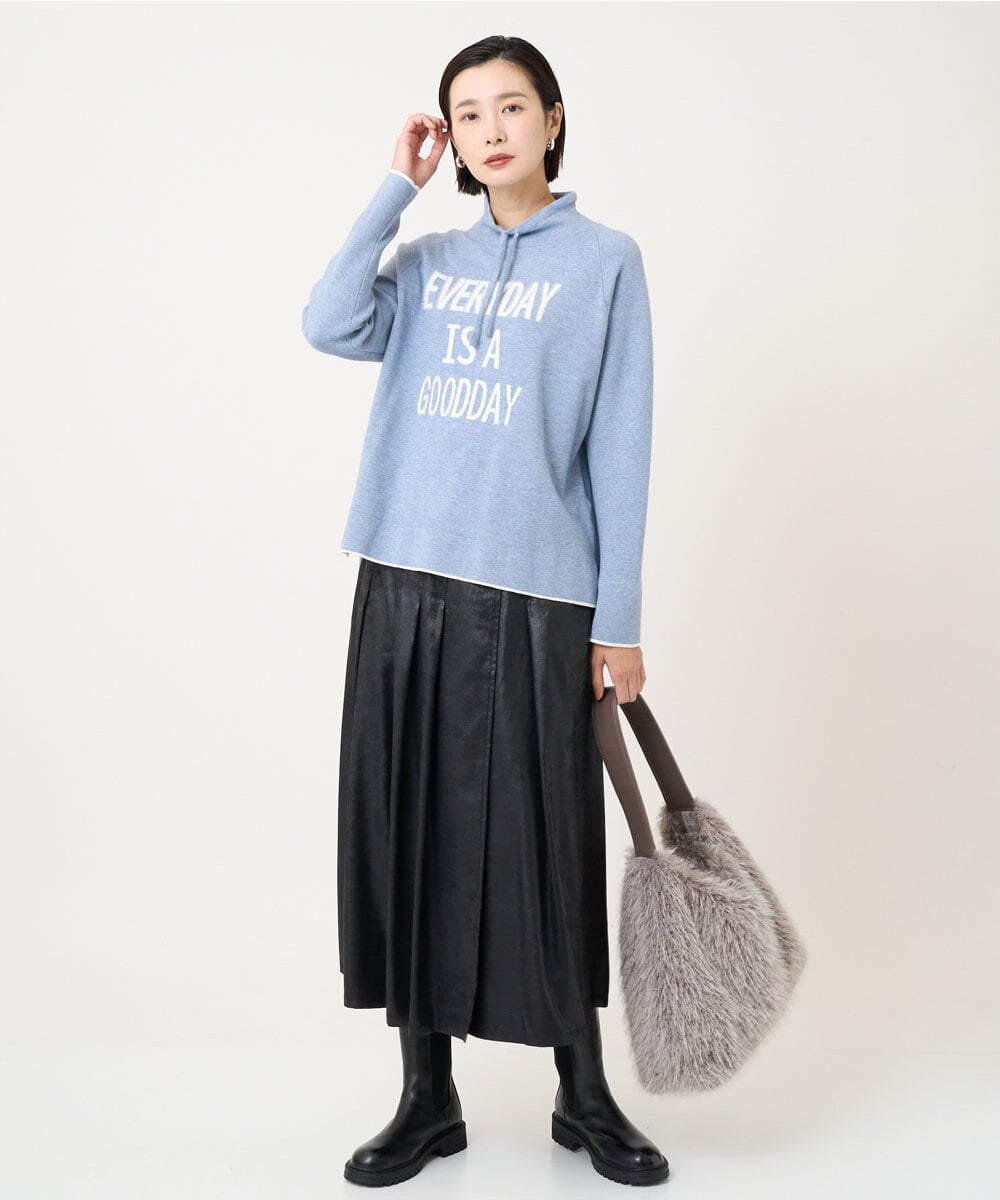 PZFCD61230 GEORGES RECH(ジョルジュ・レッシュ) ドロストハイネックロゴニット ライトブルー