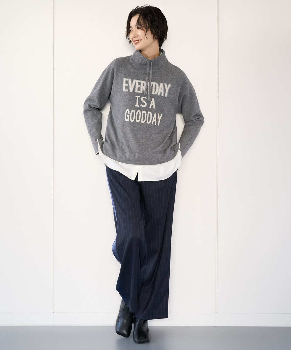 PZFCD61230 GEORGES RECH(ジョルジュ・レッシュ) ドロストハイネックロゴニット ライトブルー