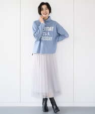 PZFCD61230 GEORGES RECH(ジョルジュ・レッシュ) ドロストハイネックロゴニット ライトブルー