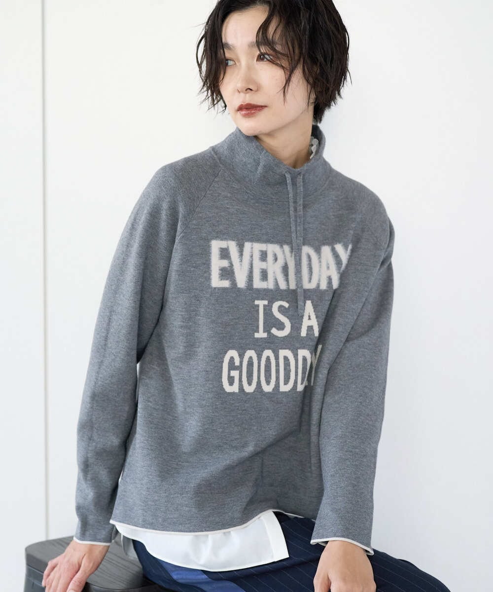 PZFCD61230 GEORGES RECH(ジョルジュ・レッシュ) ドロストハイネックロゴニット ライトブルー