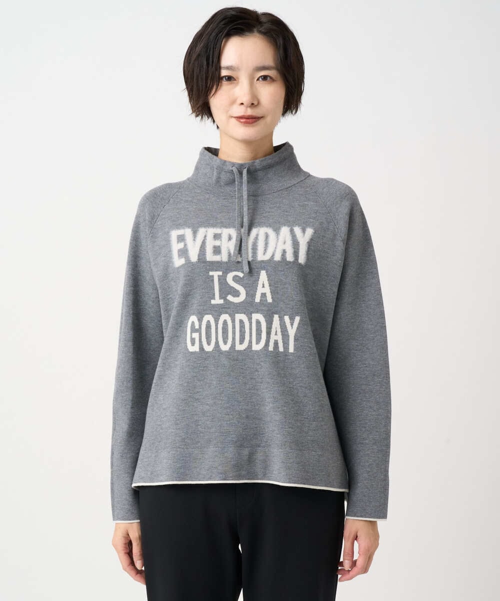 PZFCD61230 GEORGES RECH(ジョルジュ・レッシュ) ドロストハイネックロゴニット ライトブルー