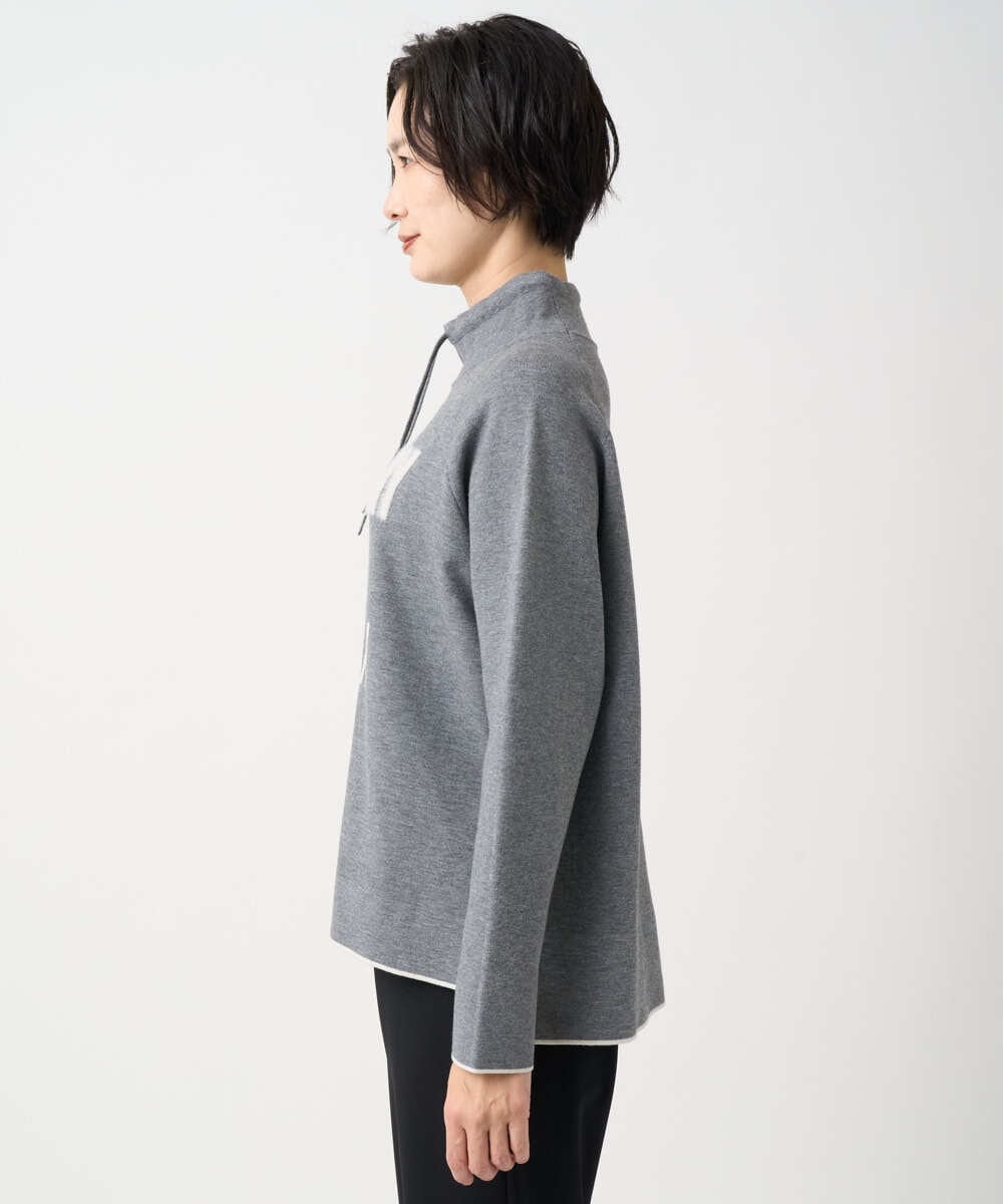 PZFCD61230 GEORGES RECH(ジョルジュ・レッシュ) ドロストハイネックロゴニット ライトブルー