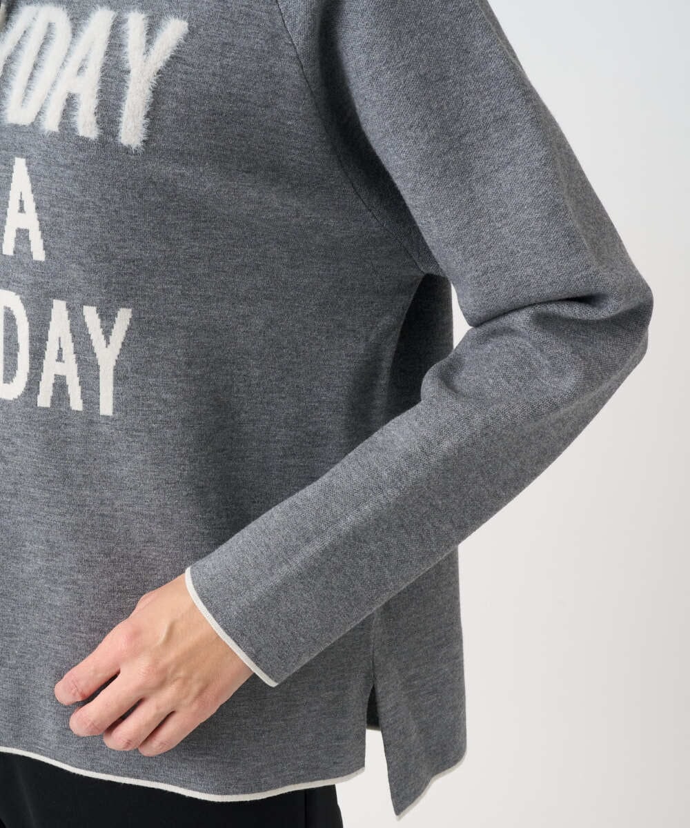 PZFCD61230 GEORGES RECH(ジョルジュ・レッシュ) ドロストハイネックロゴニット ライトブルー