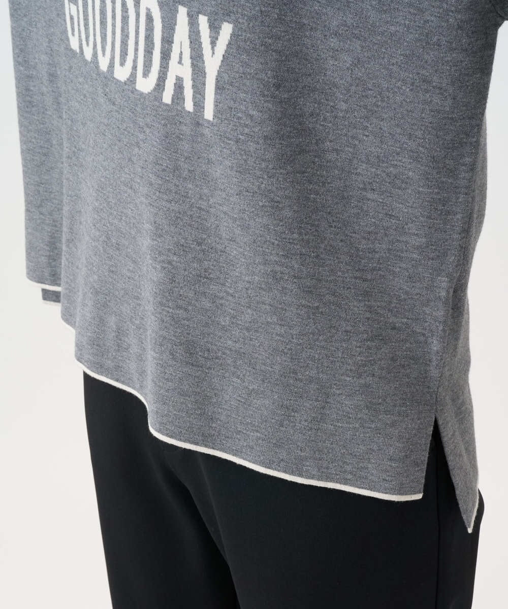 PZFCD61230 GEORGES RECH(ジョルジュ・レッシュ) ドロストハイネックロゴニット ライトブルー