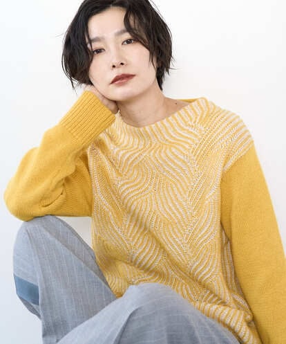 PZFCE71190 GEORGES RECH バイカラージャカードニット