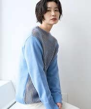 PZFCE71190 GEORGES RECH(ジョルジュ・レッシュ) バイカラージャカードニット ブルー