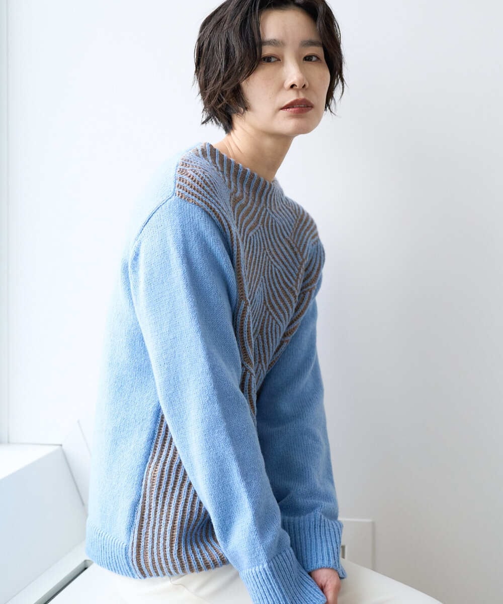 PZFCE71190 GEORGES RECH バイカラージャカードニット