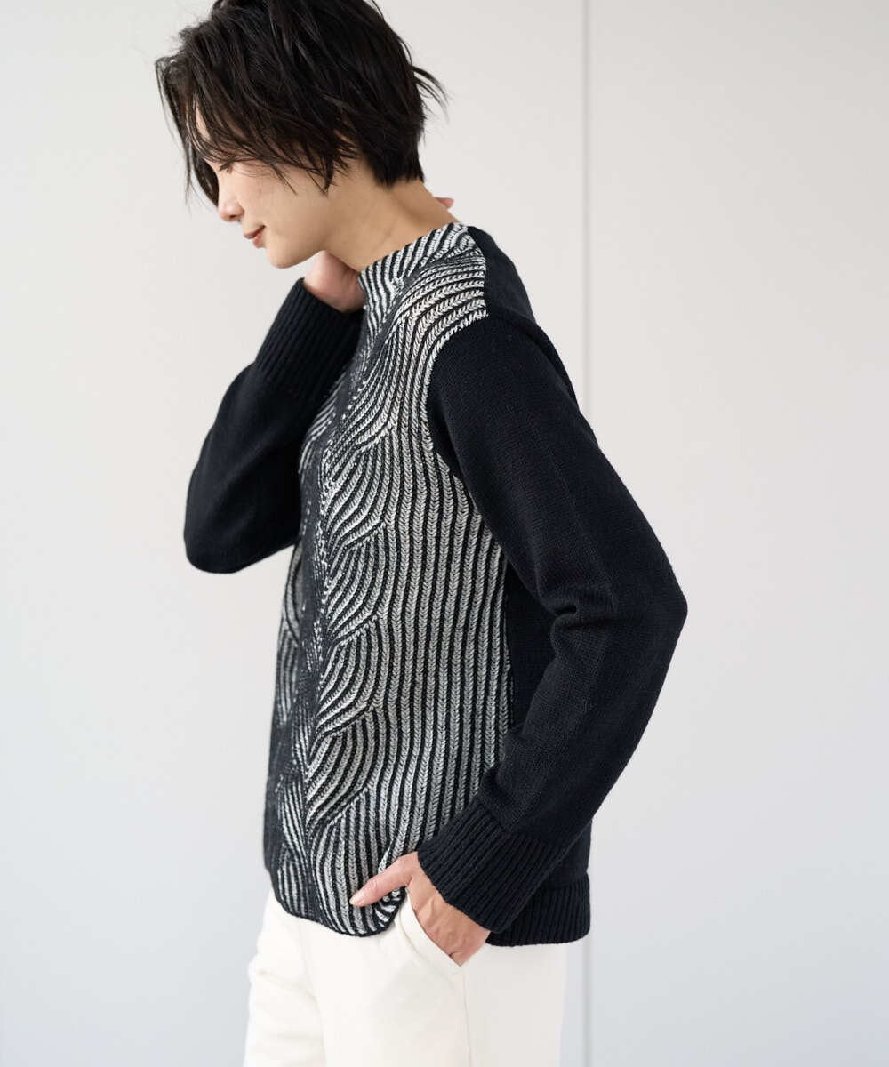 PZFCE71190 GEORGES RECH バイカラージャカードニット