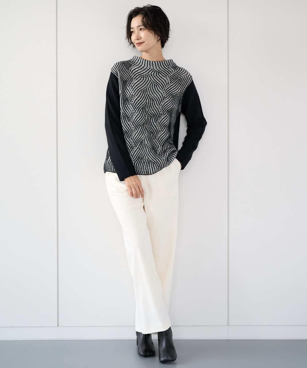 PZFCE71190 GEORGES RECH(ジョルジュ・レッシュ) バイカラージャカードニット ブラック