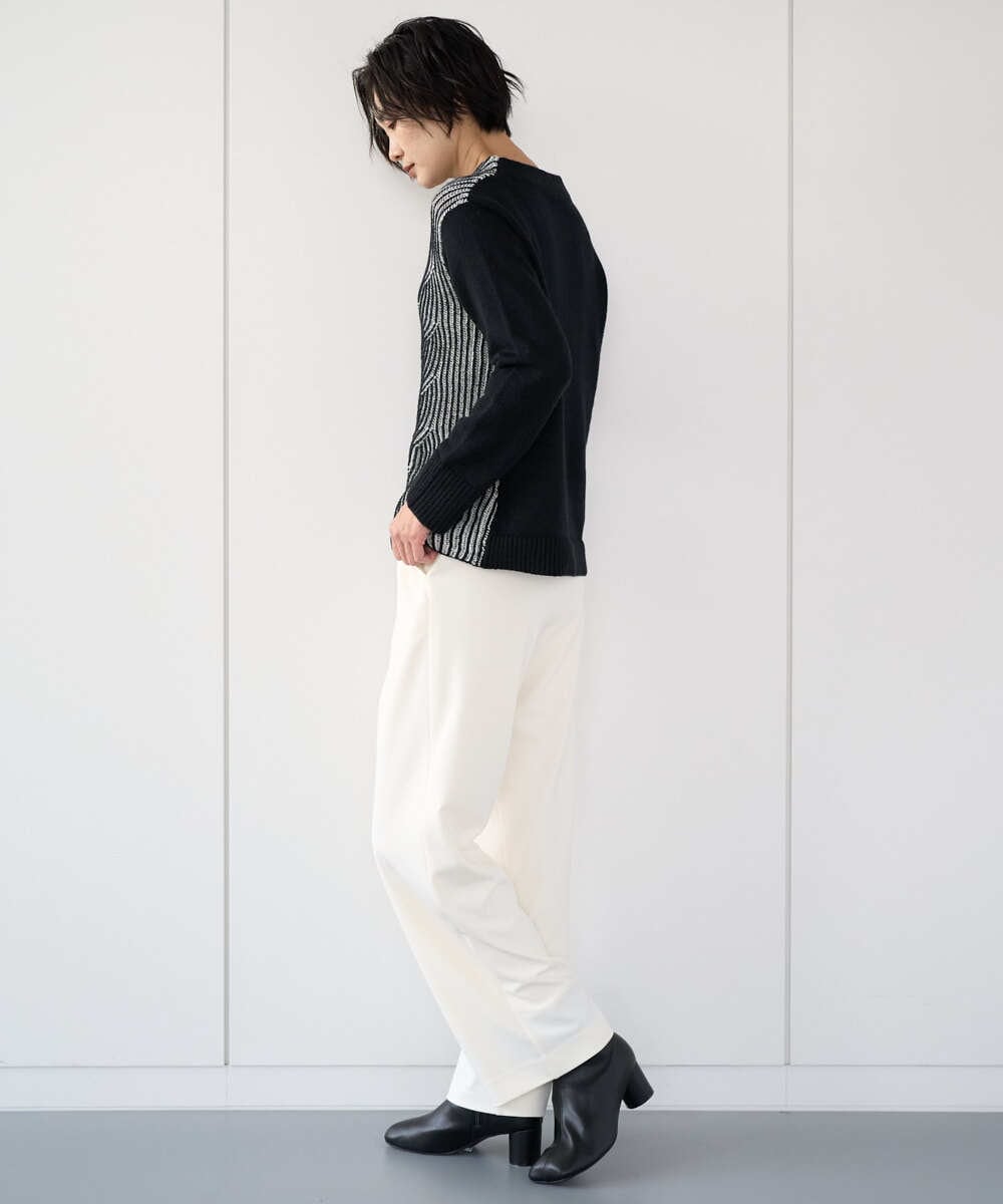 PZFCE71190 GEORGES RECH(ジョルジュ・レッシュ) バイカラージャカードニット ブラック