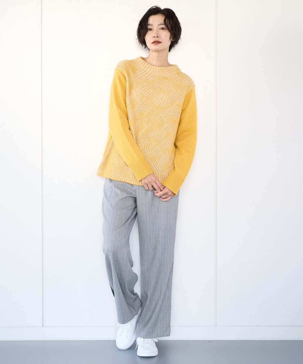 PZFCE71190 GEORGES RECH(ジョルジュ・レッシュ) バイカラージャカードニット ブラック