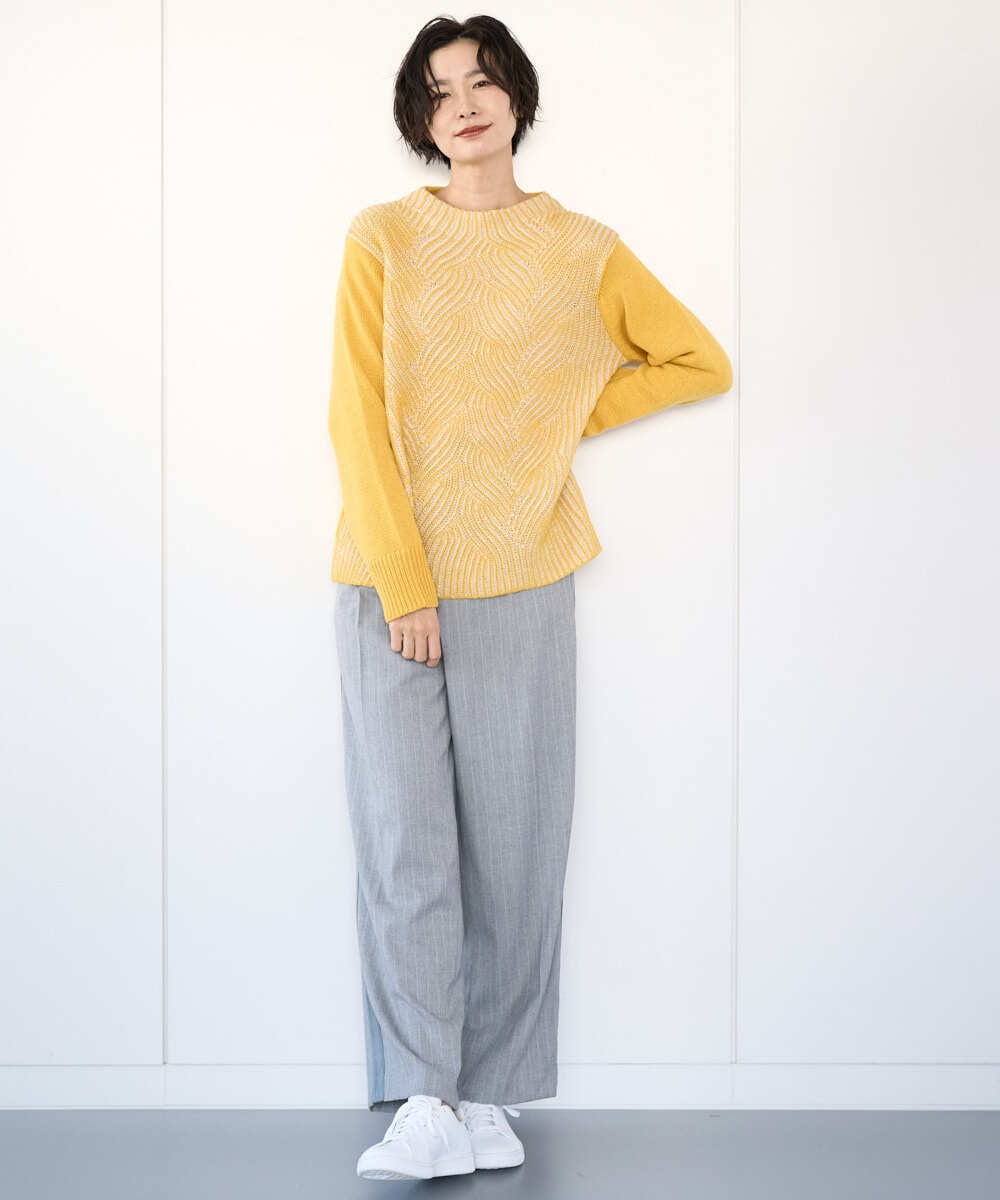 PZFCE71190 GEORGES RECH(ジョルジュ・レッシュ) バイカラージャカードニット ブラック