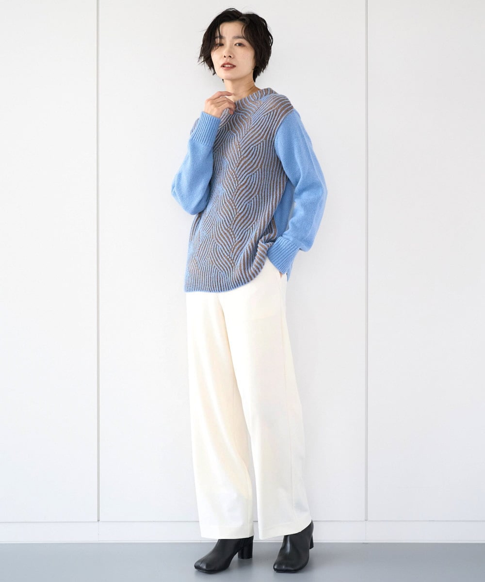 PZFCE71190 GEORGES RECH(ジョルジュ・レッシュ) バイカラージャカードニット ブラック