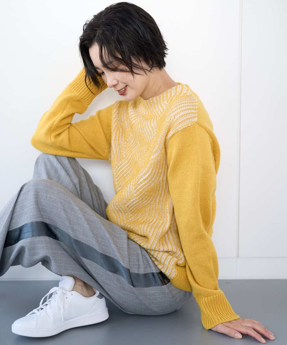 PZFCE71190 GEORGES RECH(ジョルジュ・レッシュ) バイカラージャカードニット ブラック