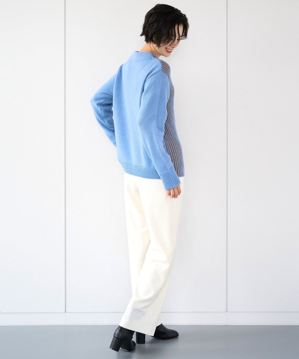 PZFCE71190 GEORGES RECH(ジョルジュ・レッシュ) バイカラージャカードニット ブラック