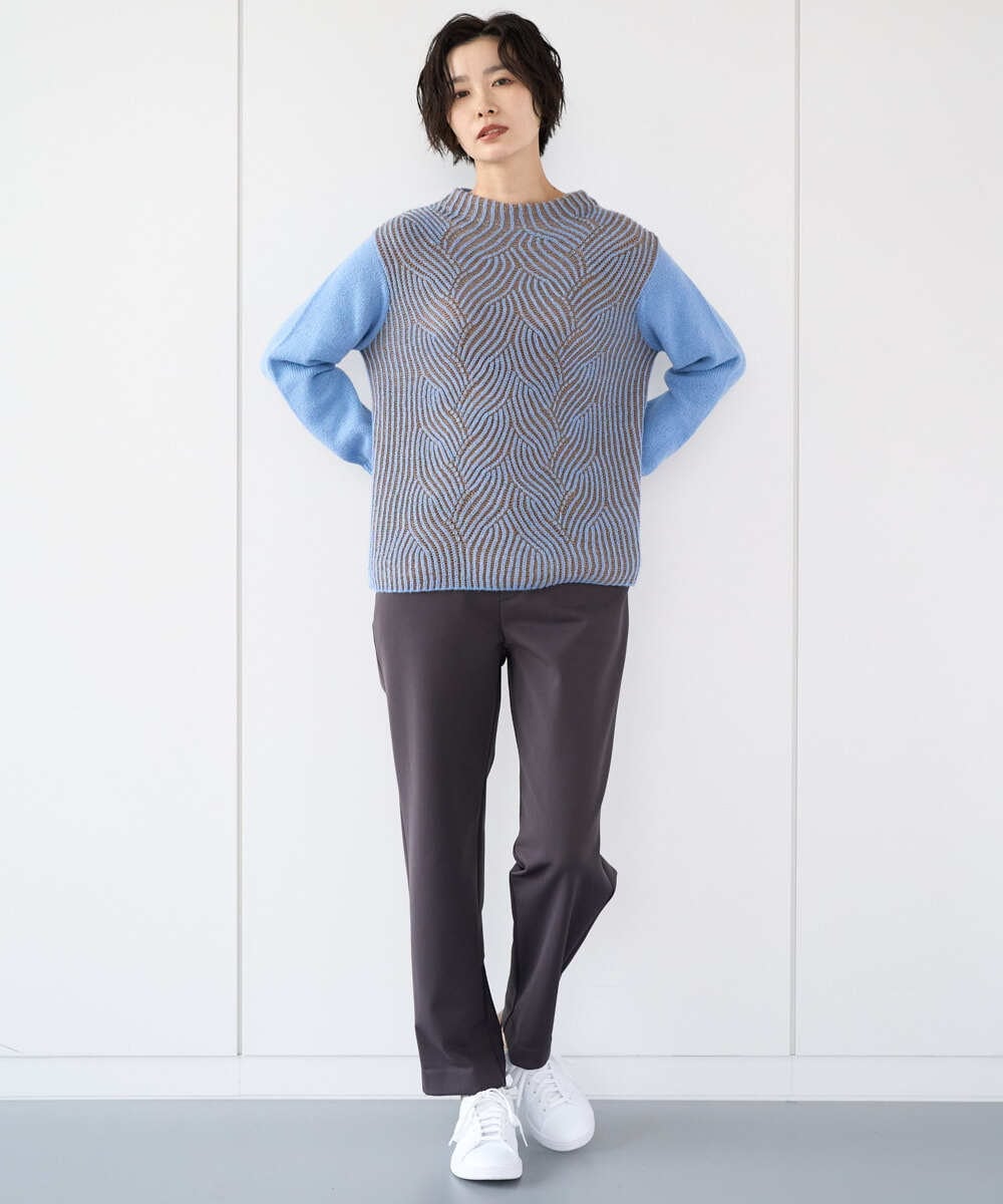 PZFCE71190 GEORGES RECH(ジョルジュ・レッシュ) バイカラージャカードニット ブラック