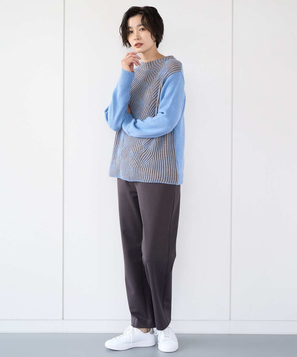 PZFCE71190 GEORGES RECH(ジョルジュ・レッシュ) バイカラージャカードニット ブラック