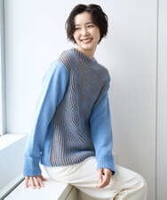 PZFCE71190 GEORGES RECH(ジョルジュ・レッシュ) バイカラージャカードニット ブラック