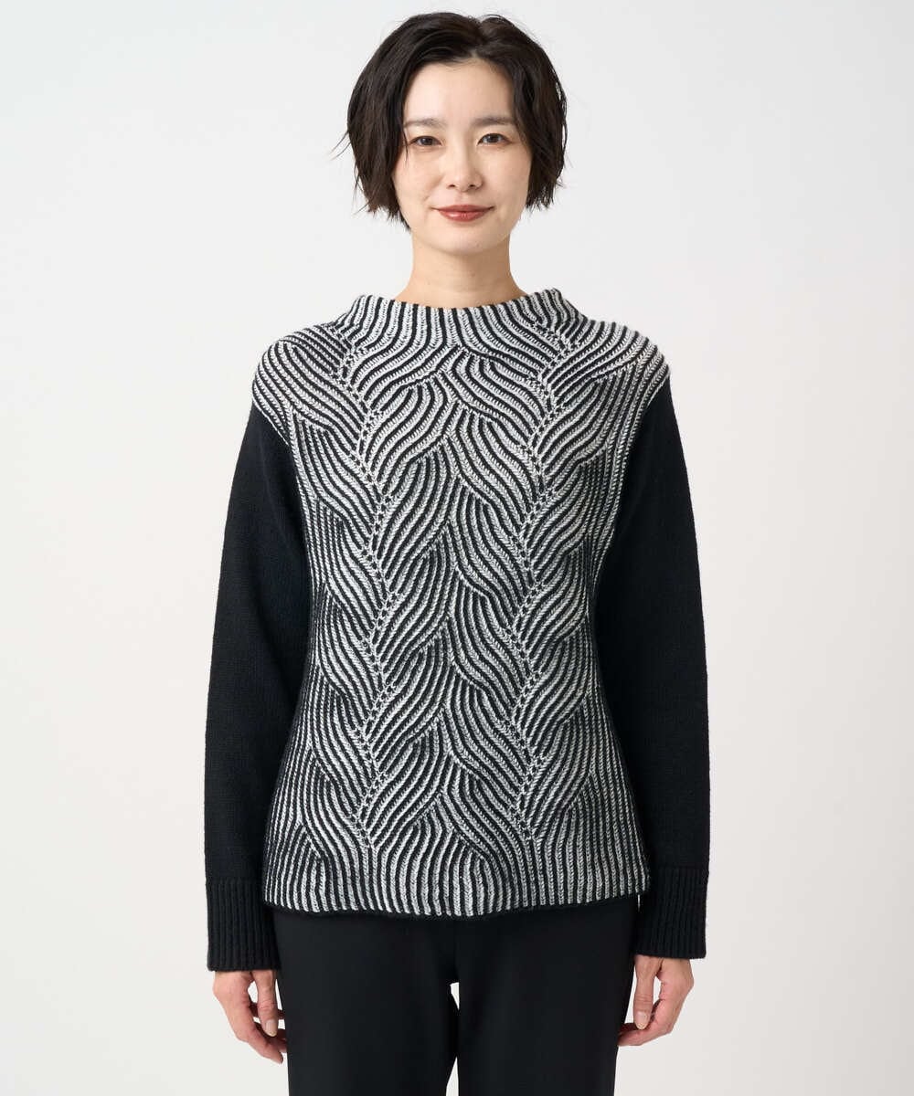 PZFCE71190 GEORGES RECH(ジョルジュ・レッシュ) バイカラージャカードニット ブラック