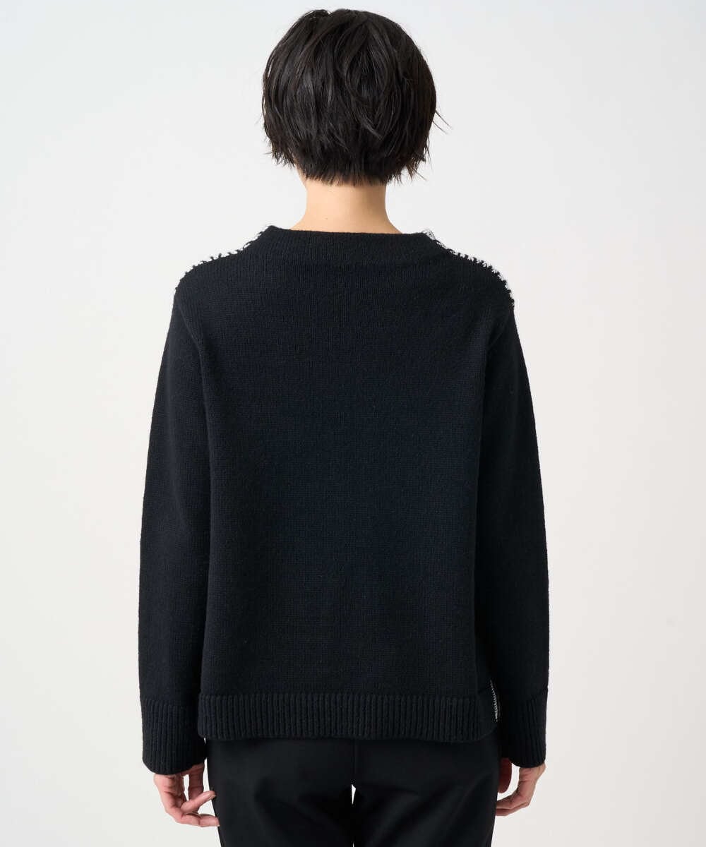 PZFCE71190 GEORGES RECH(ジョルジュ・レッシュ) バイカラージャカードニット ブラック