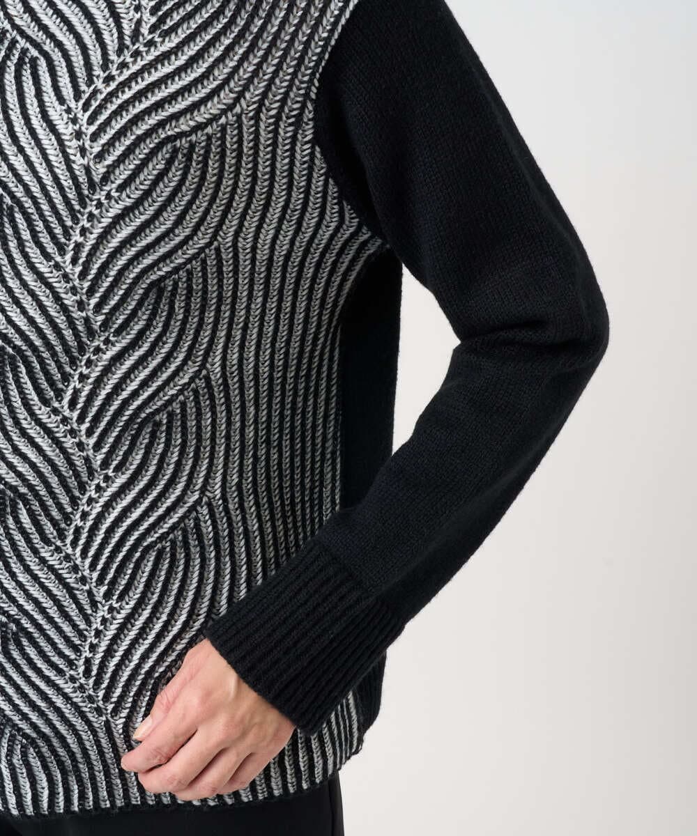 PZFCE71190 GEORGES RECH(ジョルジュ・レッシュ) バイカラージャカードニット ブラック