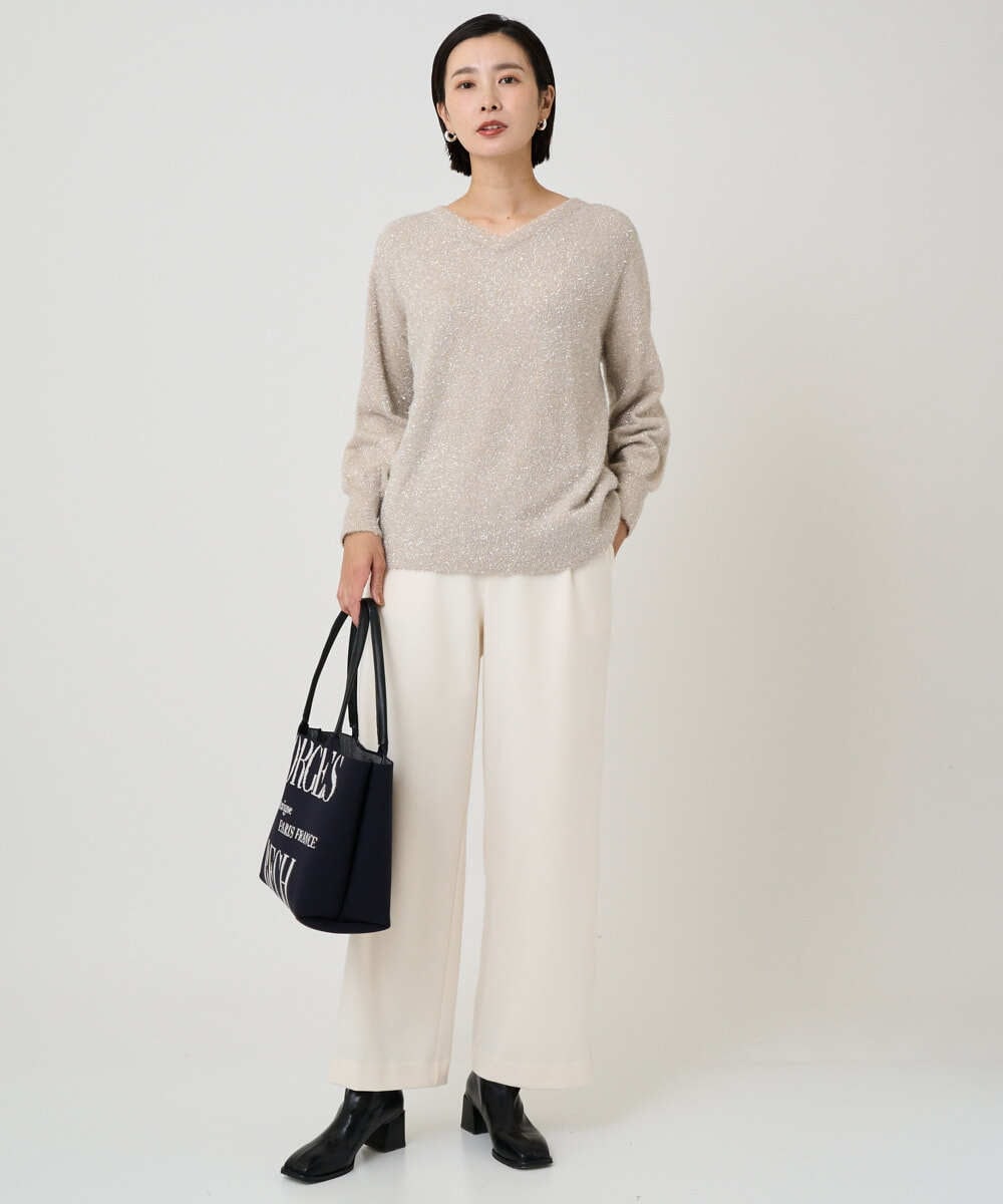 PZFCF51230 GEORGES RECH(ジョルジュ・レッシュ) メタリックシャギーVネックニット ベージュ