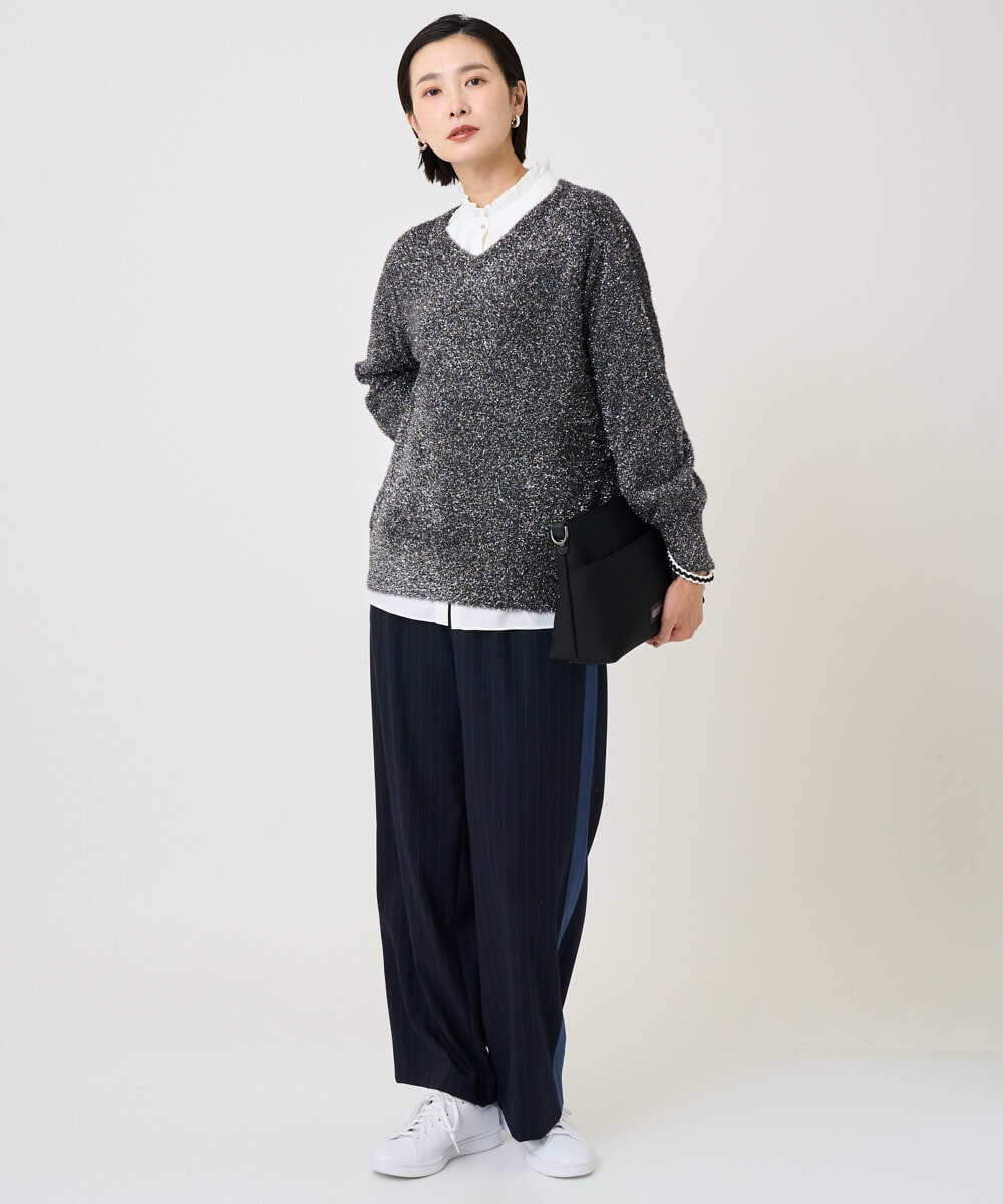 PZFCF51230 GEORGES RECH(ジョルジュ・レッシュ) メタリックシャギーVネックニット ベージュ