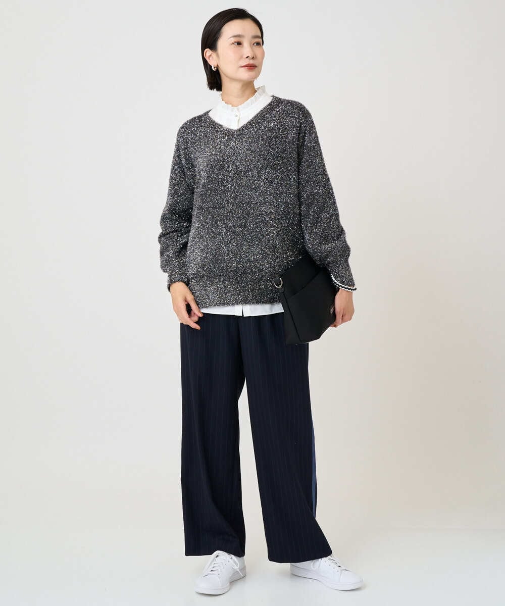 PZFCF51230 GEORGES RECH(ジョルジュ・レッシュ) メタリックシャギーVネックニット ベージュ