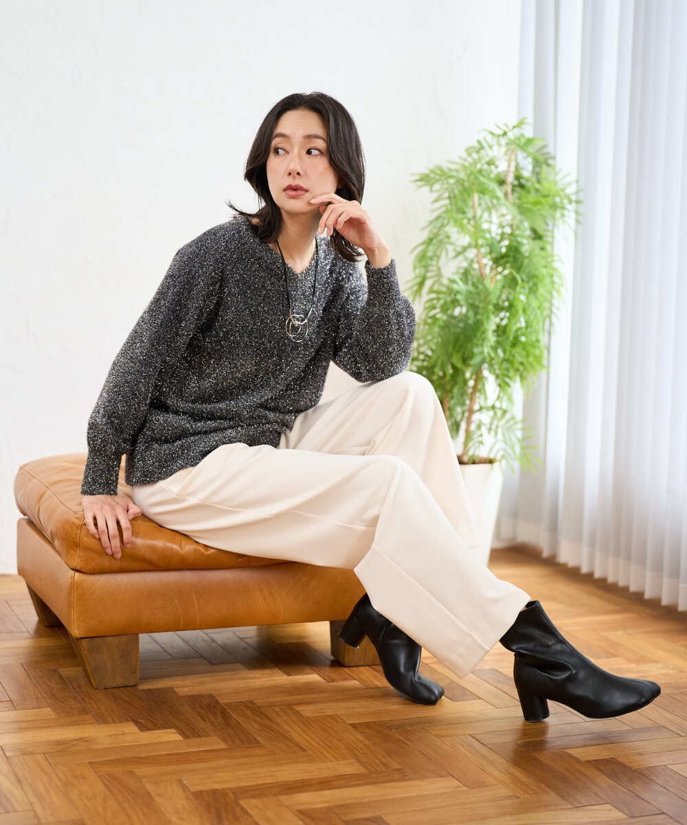 PZFCF51230 GEORGES RECH(ジョルジュ・レッシュ) メタリックシャギーVネックニット ベージュ