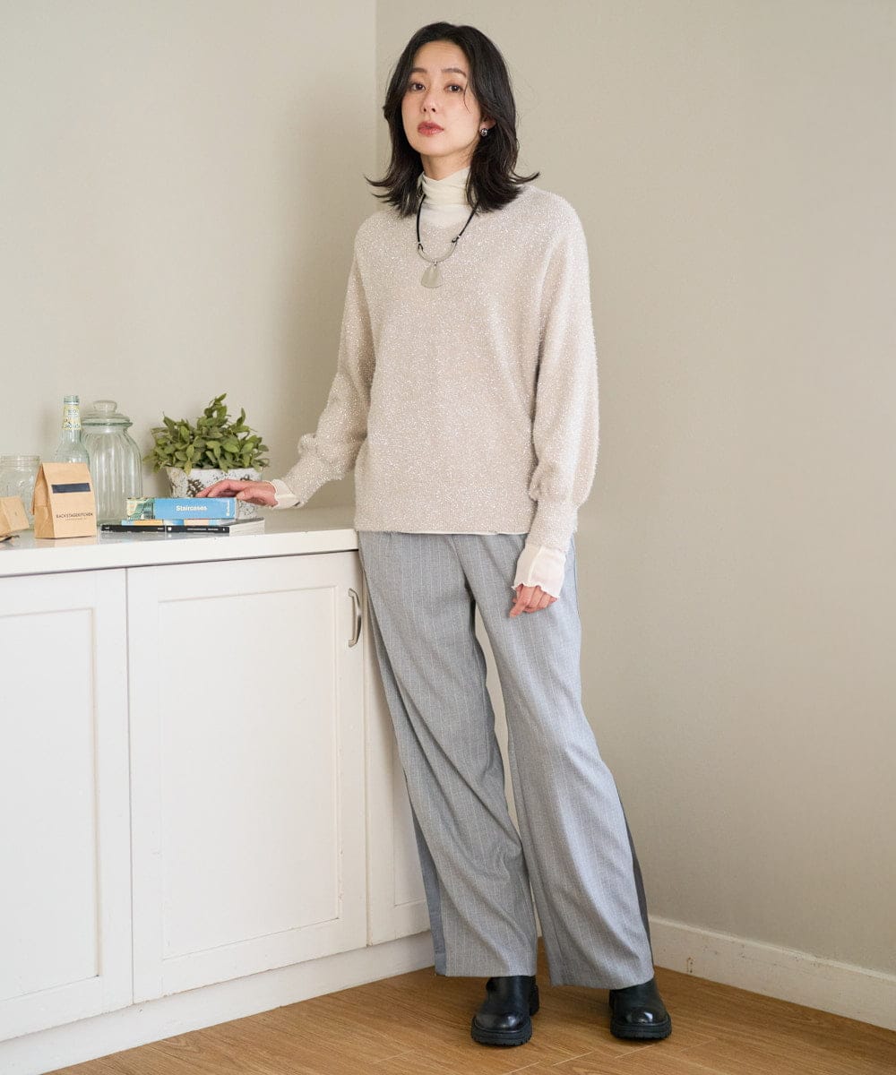 PZFCF51230 GEORGES RECH(ジョルジュ・レッシュ) メタリックシャギーVネックニット ベージュ