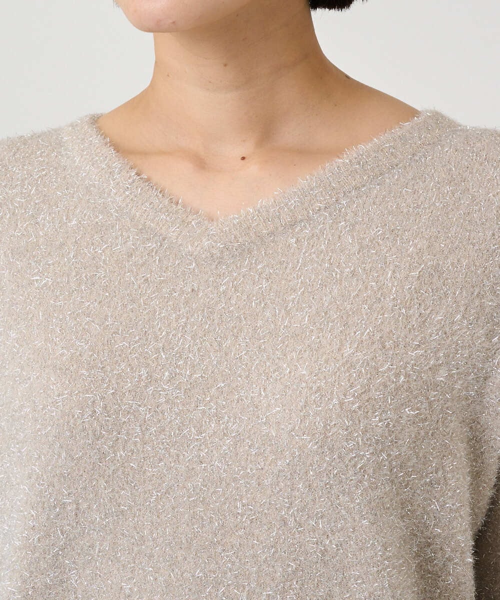 PZFCF51230 GEORGES RECH(ジョルジュ・レッシュ) メタリックシャギーVネックニット ベージュ