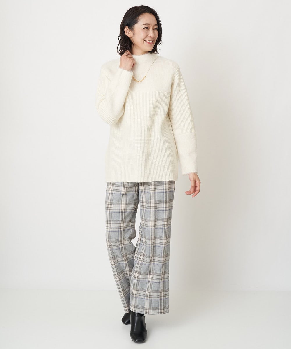 PZFCV06250 GEORGES RECH(ジョルジュ・レッシュ) ヘアリーブークレヤーンボトルネックニット ライトグレー