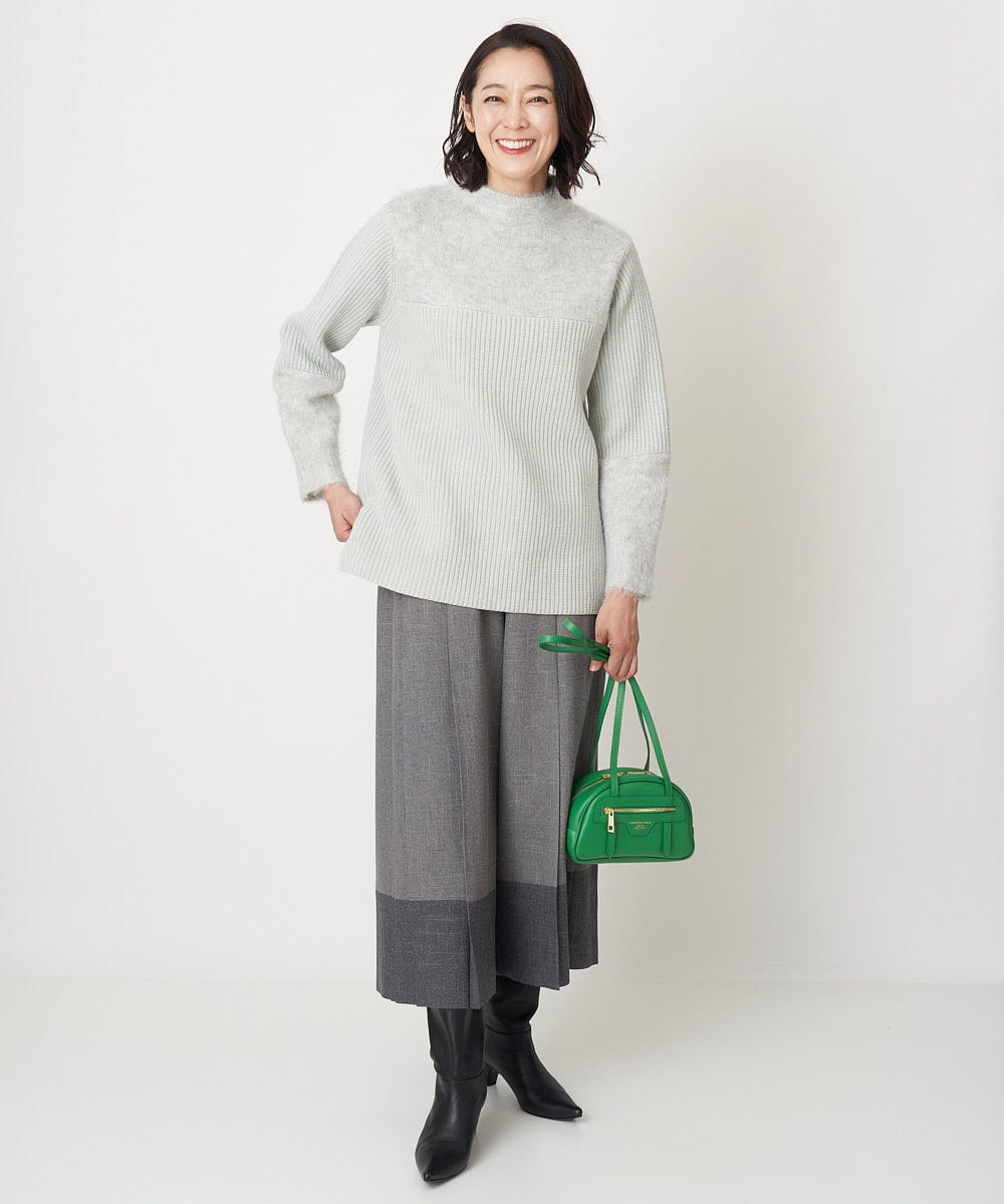 PZFCV06250 GEORGES RECH(ジョルジュ・レッシュ) ヘアリーブークレヤーンボトルネックニット ライトグレー