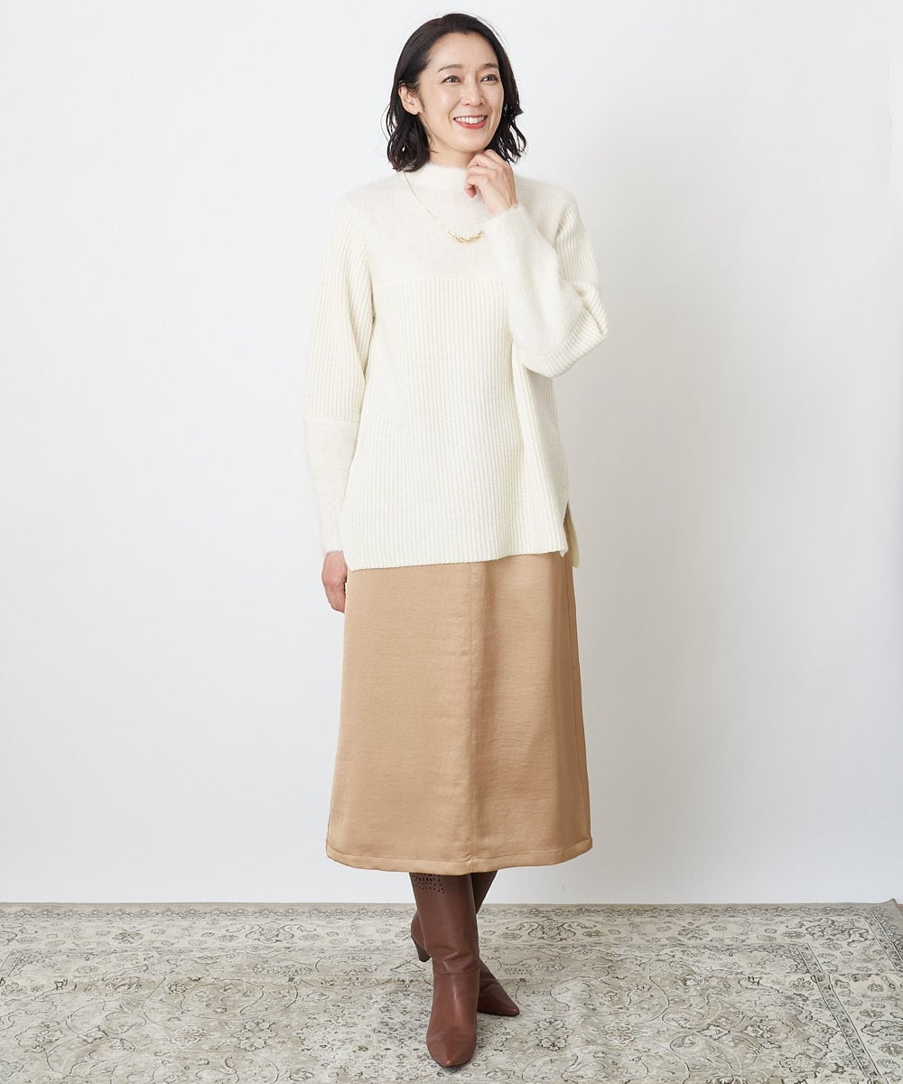 PZFCV06250 GEORGES RECH(ジョルジュ・レッシュ) ヘアリーブークレヤーンボトルネックニット ライトグレー