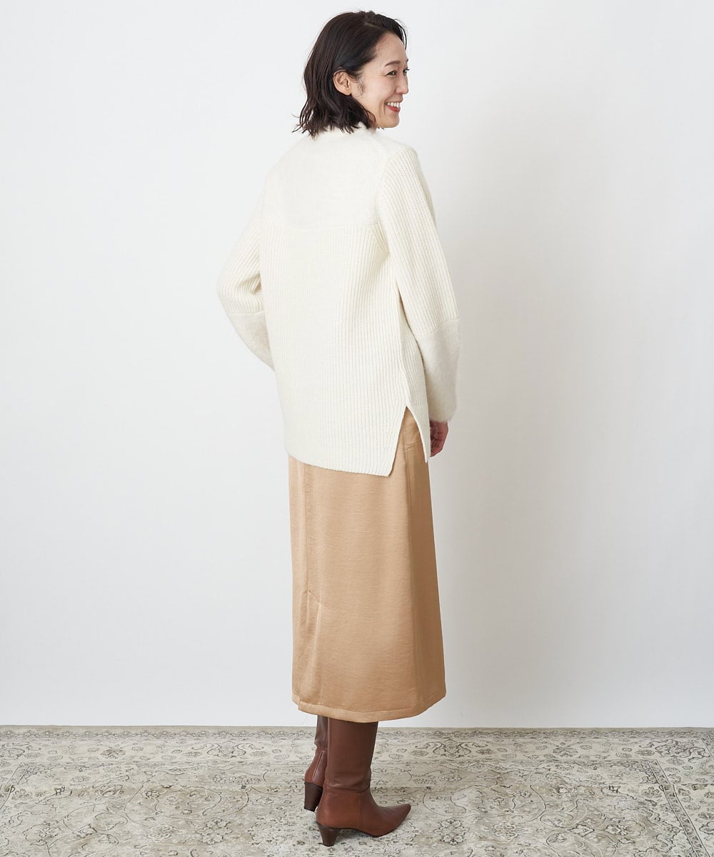 PZFCV06250 GEORGES RECH(ジョルジュ・レッシュ) ヘアリーブークレヤーンボトルネックニット ライトグレー