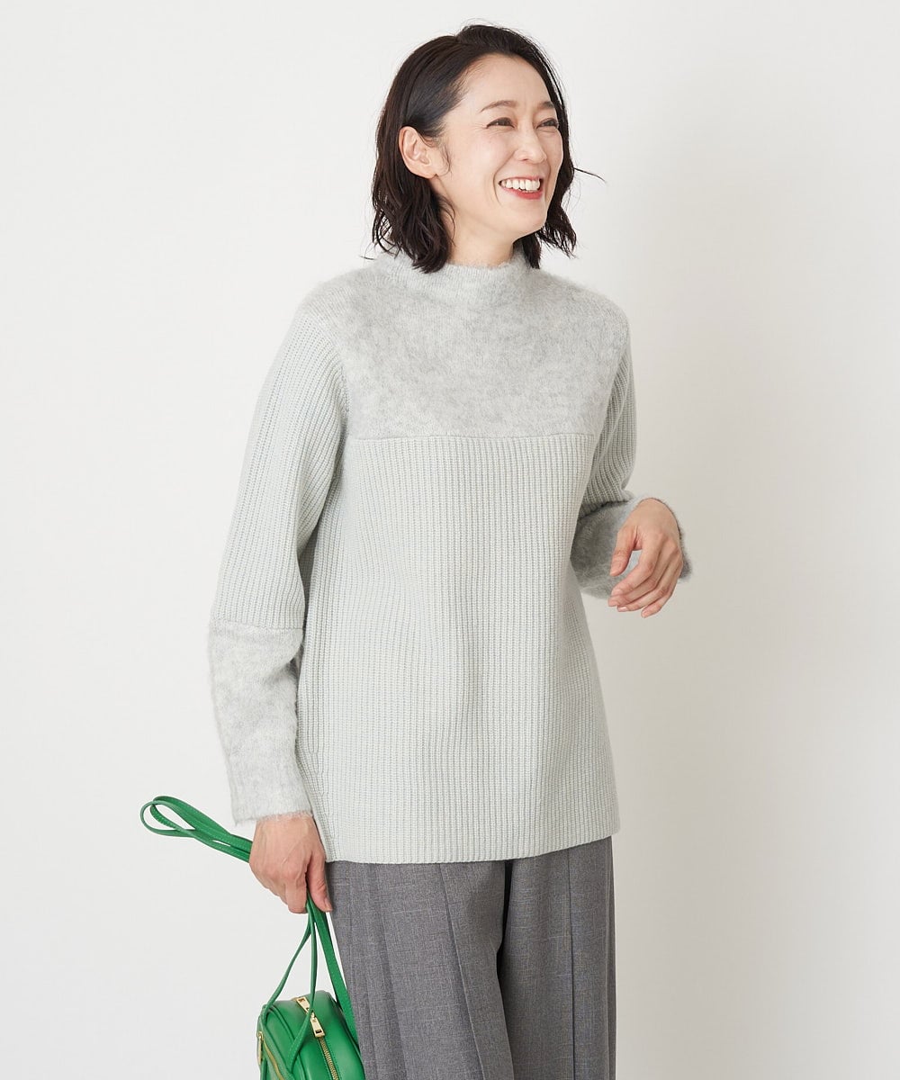 PZFCV06250 GEORGES RECH(ジョルジュ・レッシュ) ヘアリーブークレヤーンボトルネックニット ライトグレー
