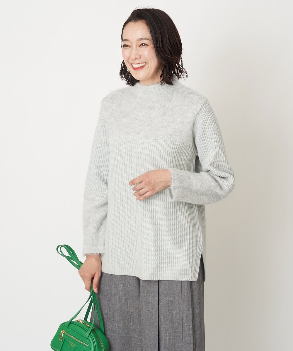 PZFCV06250 GEORGES RECH(ジョルジュ・レッシュ) ヘアリーブークレヤーンボトルネックニット ライトグレー