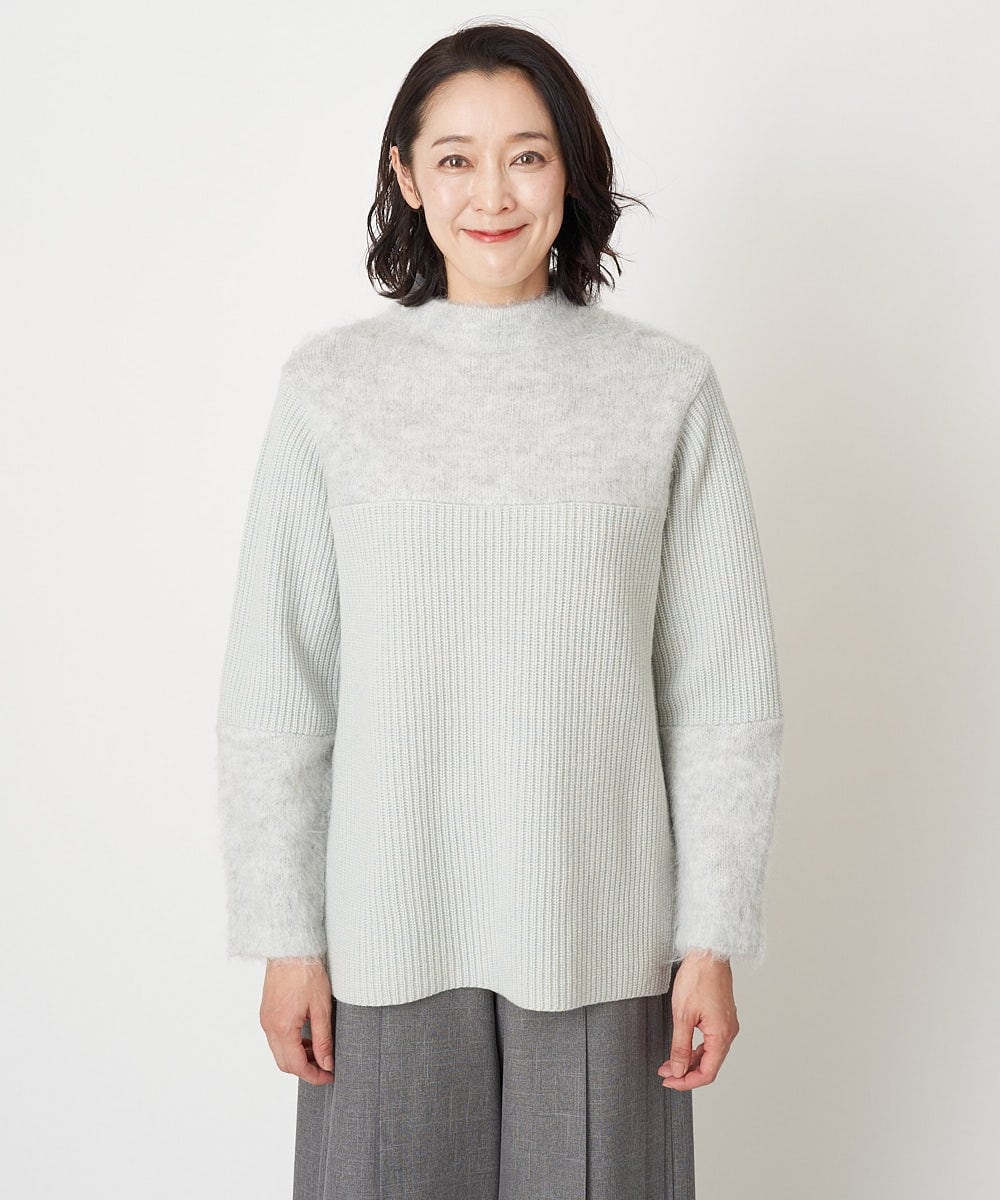 PZFCV06250 GEORGES RECH(ジョルジュ・レッシュ) ヘアリーブークレヤーンボトルネックニット ライトグレー