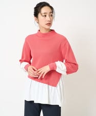 PZFEB17270 GEORGES RECH(ジョルジュ・レッシュ) タフタコンビアシンメトリーニット コーラルレッド