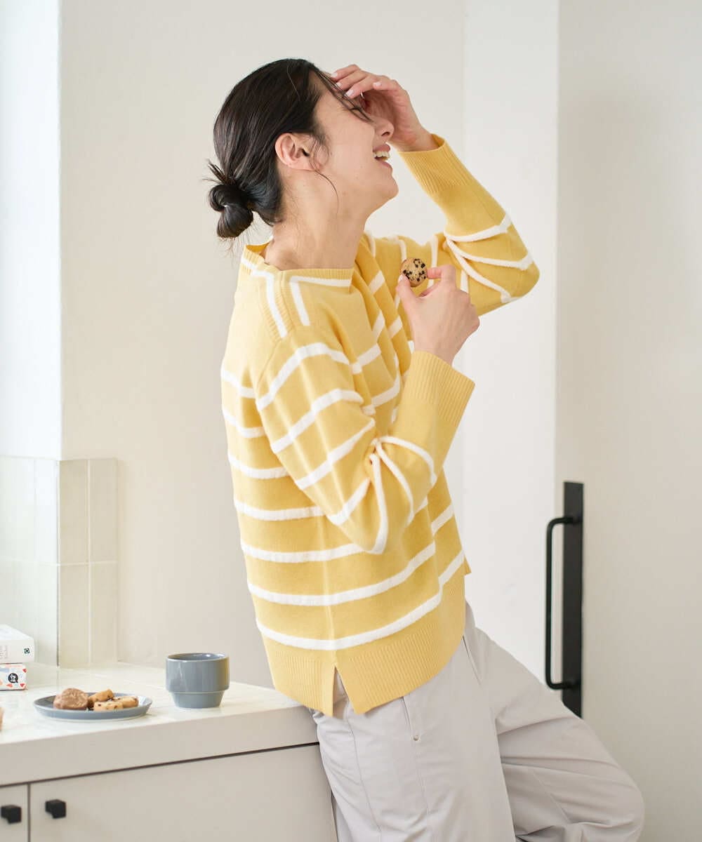 PZFEE04270 GEORGES RECH(ジョルジュ・レッシュ) ブークレボーダーボートネックニット イエロー