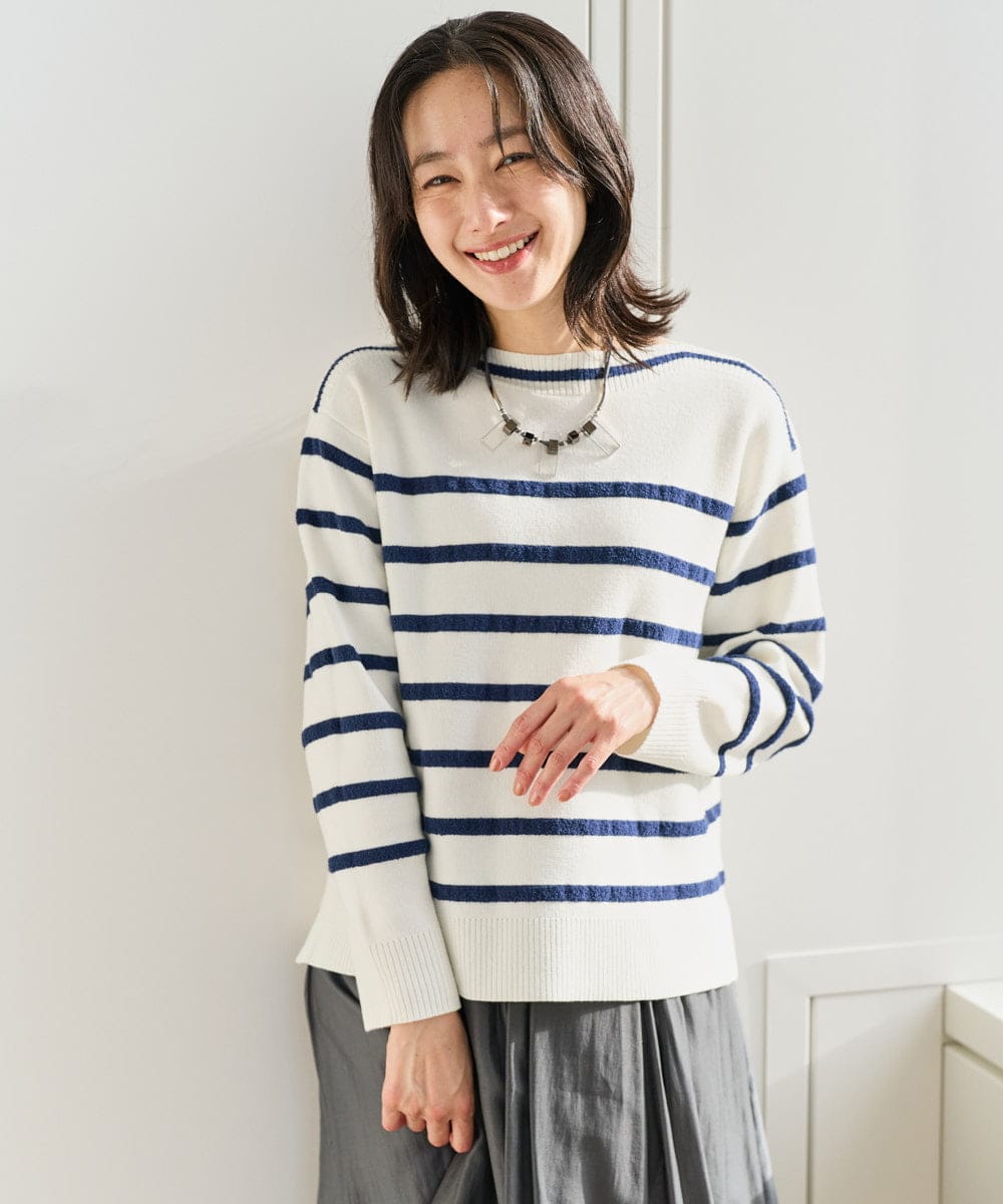 PZFEE04270 GEORGES RECH(ジョルジュ・レッシュ) ブークレボーダーボートネックニット ブルー