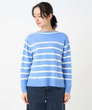 PZFEE04270 GEORGES RECH(ジョルジュ・レッシュ) ブークレボーダーボートネックニット ブルー