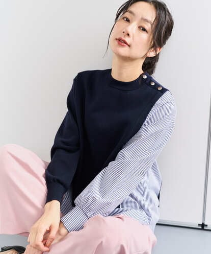 PZFEE10270 GEORGES RECH ストライプコンビアシンメトリーニット