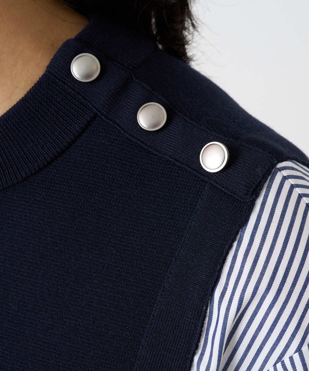 PZFEE10270 GEORGES RECH(ジョルジュ・レッシュ) ストライプコンビアシンメトリーニット ネイビー