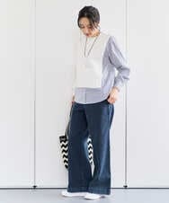 PZFEE10270 GEORGES RECH(ジョルジュ・レッシュ) ストライプコンビアシンメトリーニット ネイビー