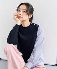 PZFEE10270 GEORGES RECH(ジョルジュ・レッシュ) ストライプコンビアシンメトリーニット ネイビー